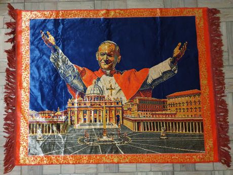 Kilim 136x95cm Jan Paweł II makata gobelin papież dywan Watykan