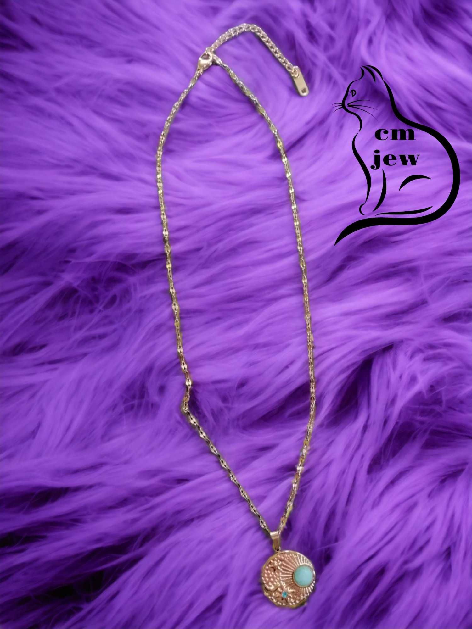 Colar aço dourado com amazonite - Novo