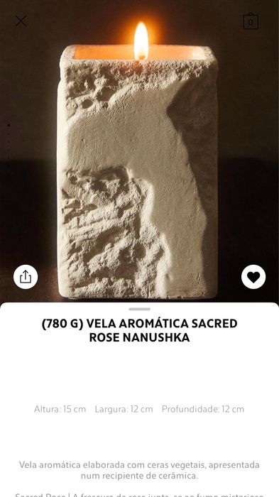 (780 G) Vela Aromática  SACRED ROSE NANUSHKA Zara Home NOVO