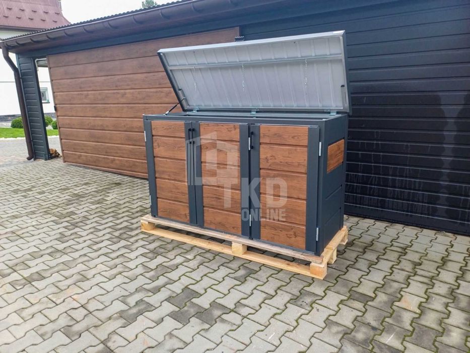 Zabudowa Koszy Na Śmieci Wiata Obudowa 177X65X110 Cm 3X120L Tkd345