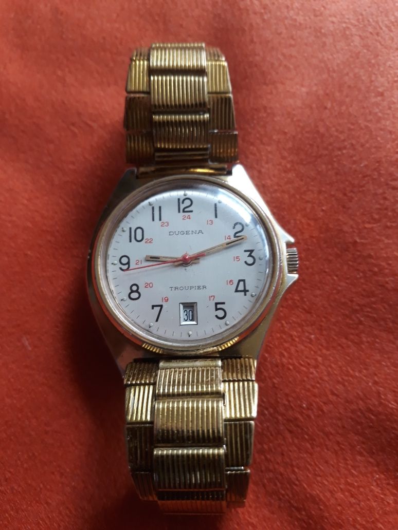 Zegarek męski mech.Dugena Troupier 17j.Swiss 40mm.sprawny.