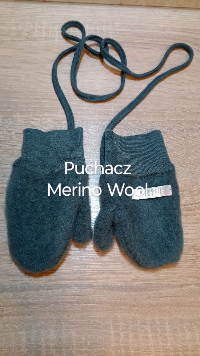 Śliczne rękawiczki wełniane Merino Wool wełna Puchacz Joha 92
