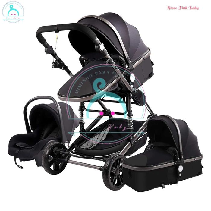Carrinho de bebé 3 em 1 PinkBaby - Fabulous - Preto