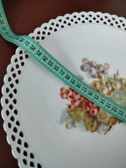 Talerz patera ażurowa z owocami porcelana przedwojenna Schumann