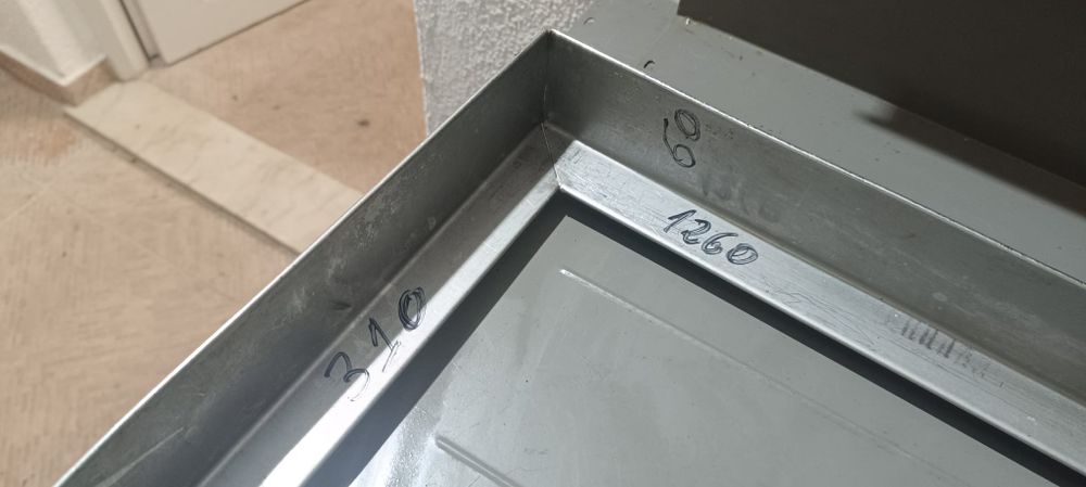 Aro cantoneira em inox  1260mmx310mmx60mm espessura de 1mm