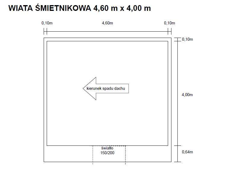 Wiata nowa rowerowa / śmietnikowa 4,60 m x 4,00 m