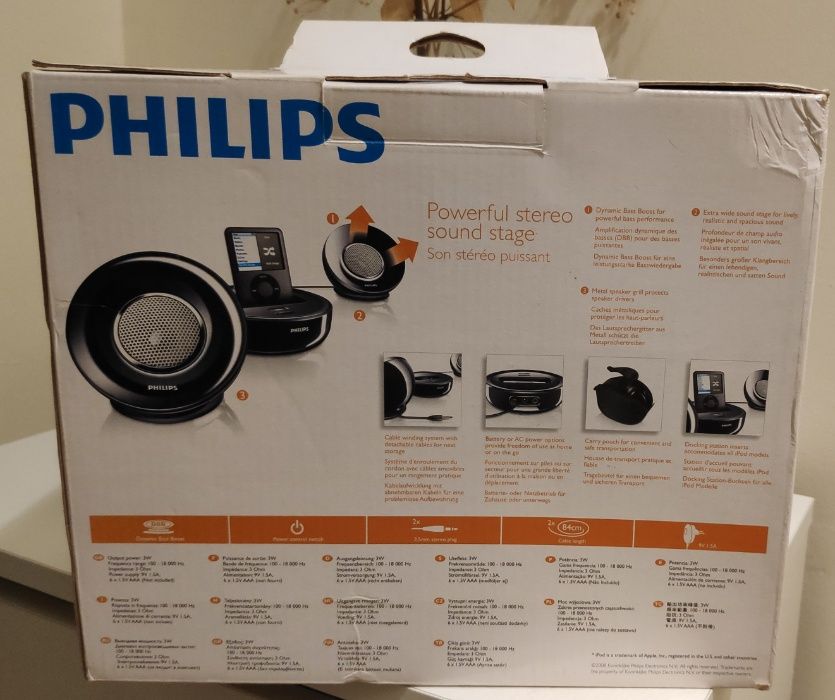 Colunas Philips SBD6000 para Apple Ipod - Novas