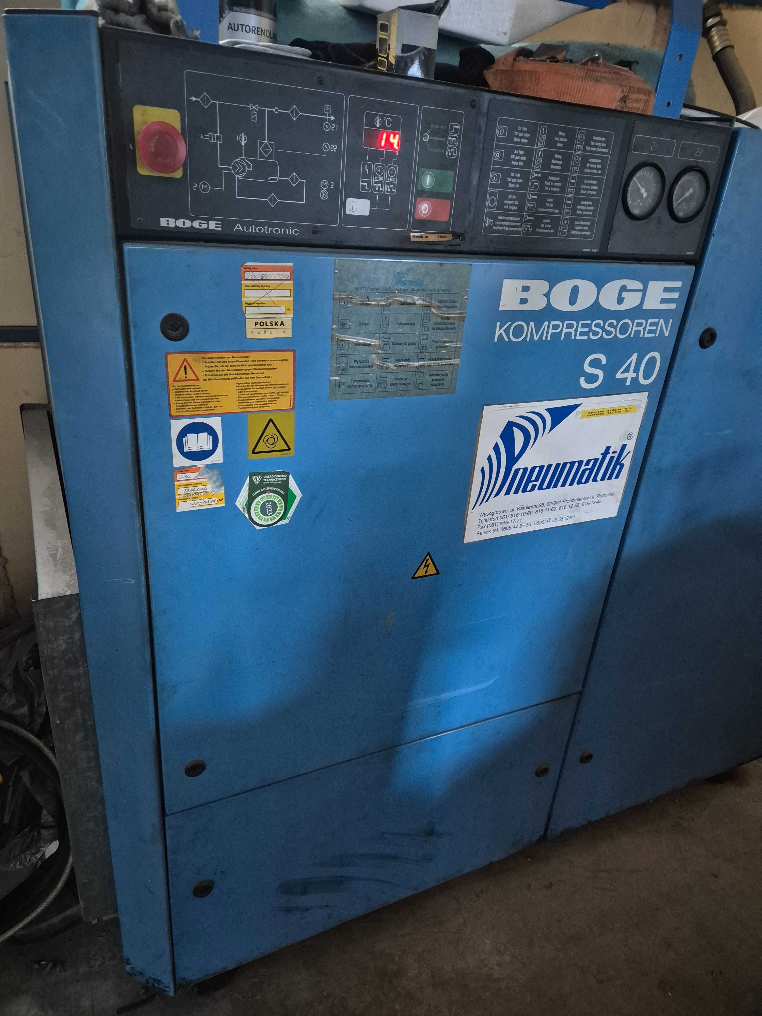 Kompresor śrubowy Boge S40 zestaw 8.6 m3 osuszacz