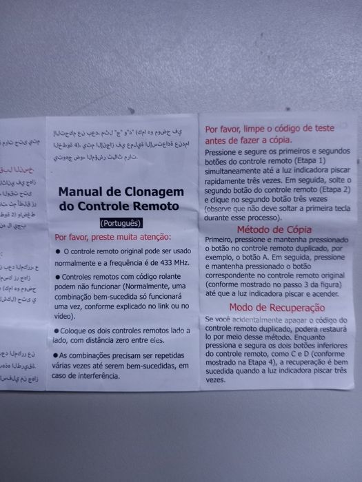 Comando portão de garagem para duplicar o original