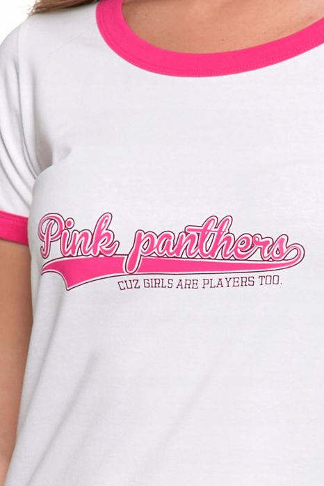 T-Shirt Koszulka Damska Bawełna Slim Z Napisami Biało-Różowy Moraj Xxl