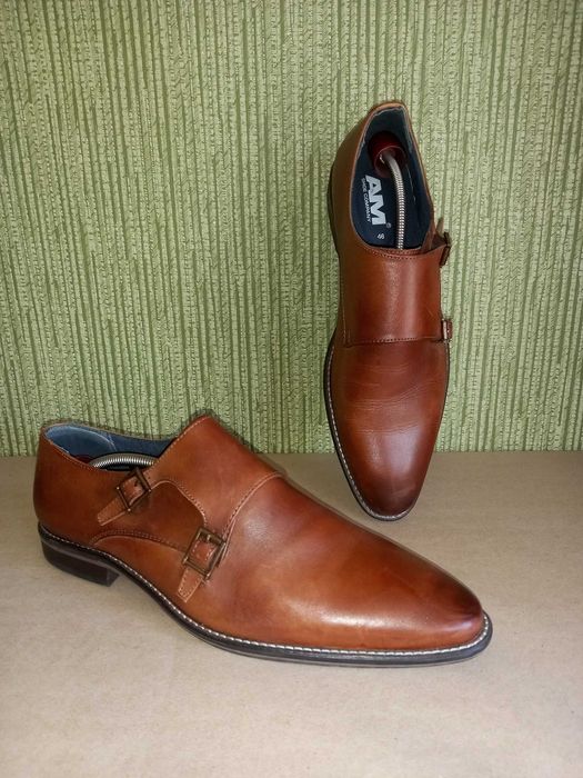 Шкіряні чоловічі туфлі дабл монки