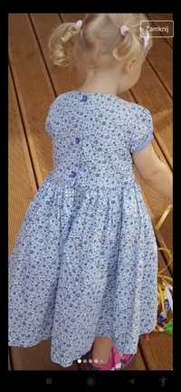 Sukienka suknia balowa dziewczęca w kwiaty niebieska 104