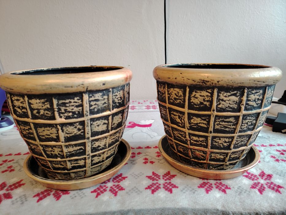 Doniczka ceramiczna z podstawką 17×15,5 cm