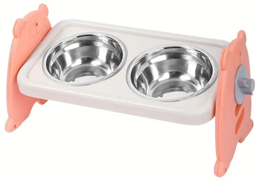 Suporte duplo com altura ajustavel para comida e agua - cao / gato