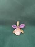 Broszka kwiat storczyk orchidea vintage retro