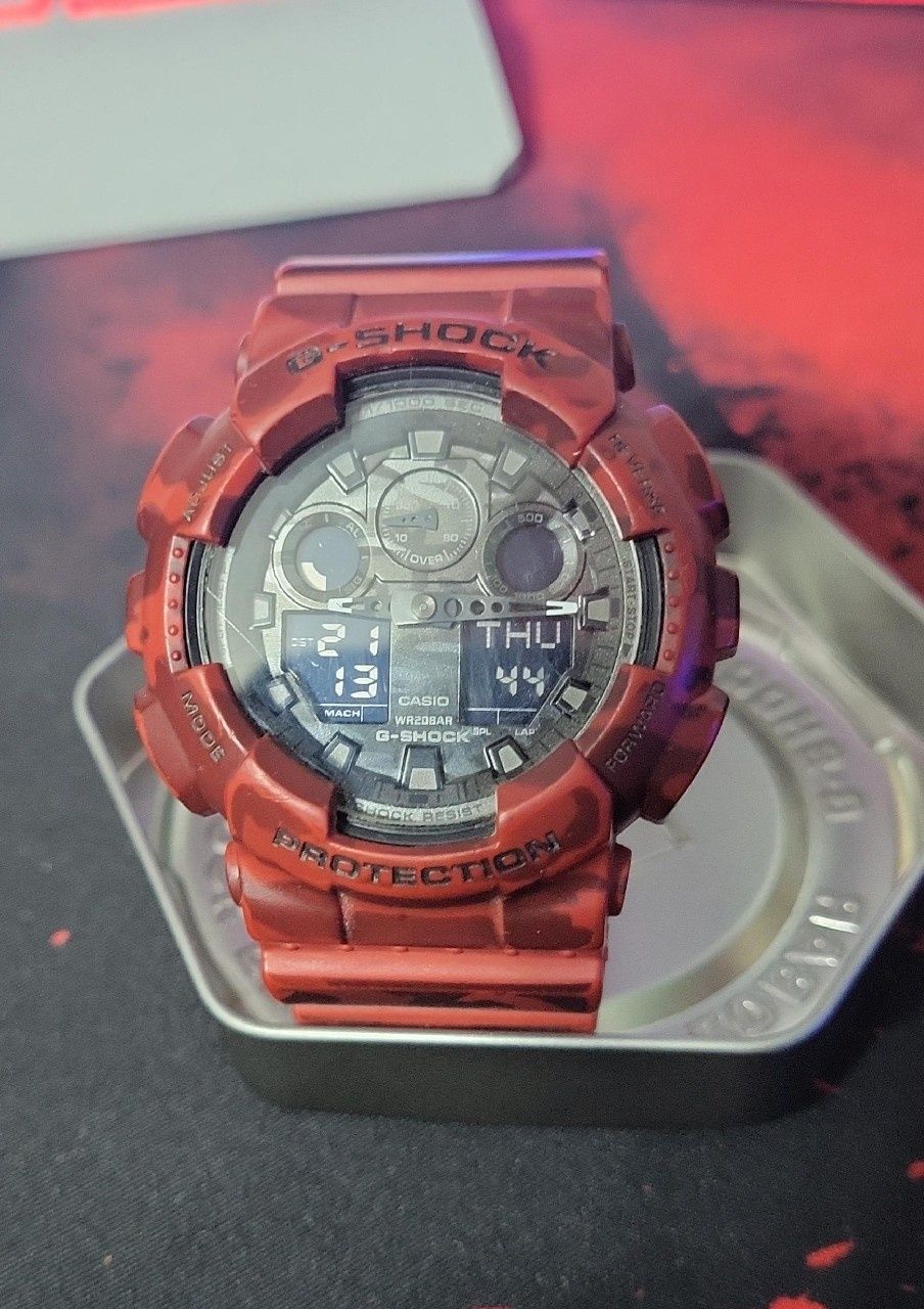 G-shock GA 100CM Czerwony MoroCasio Oryginalny