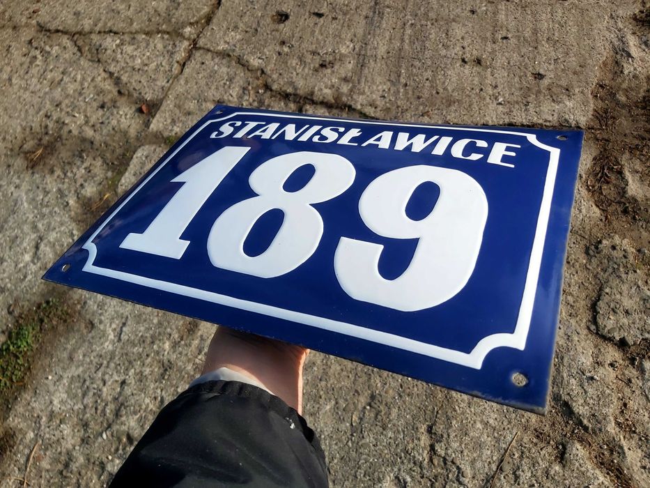 jak Nowa tabliczka emaliowana tablica nr domu miejscowość Vintage PRL