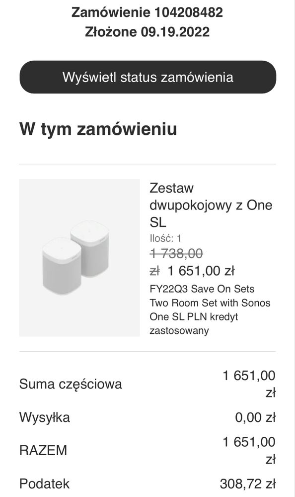 Zestaw dwupokojowy Sonos One SL