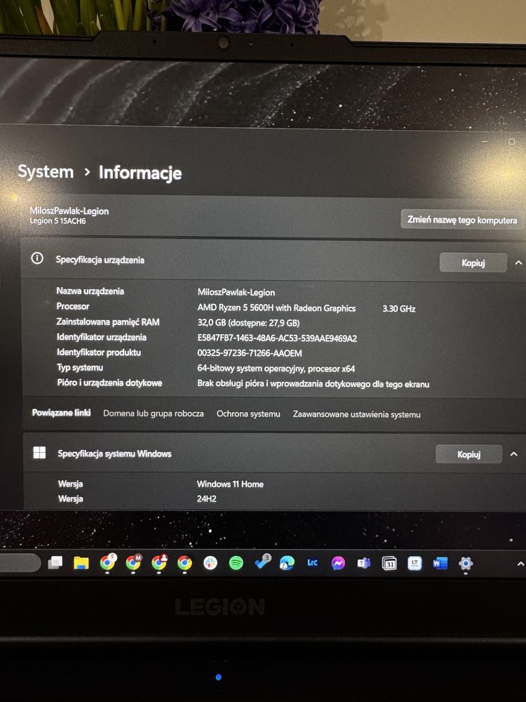 Lenovo Legion 5 15ACH6H – Stan idealny