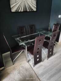 Szklany Stół z sześcioma krzesłami