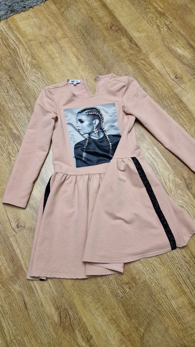 Sukienki 2sztuki 2pak długi rękaw szara i brudny róż rozm.134 święta