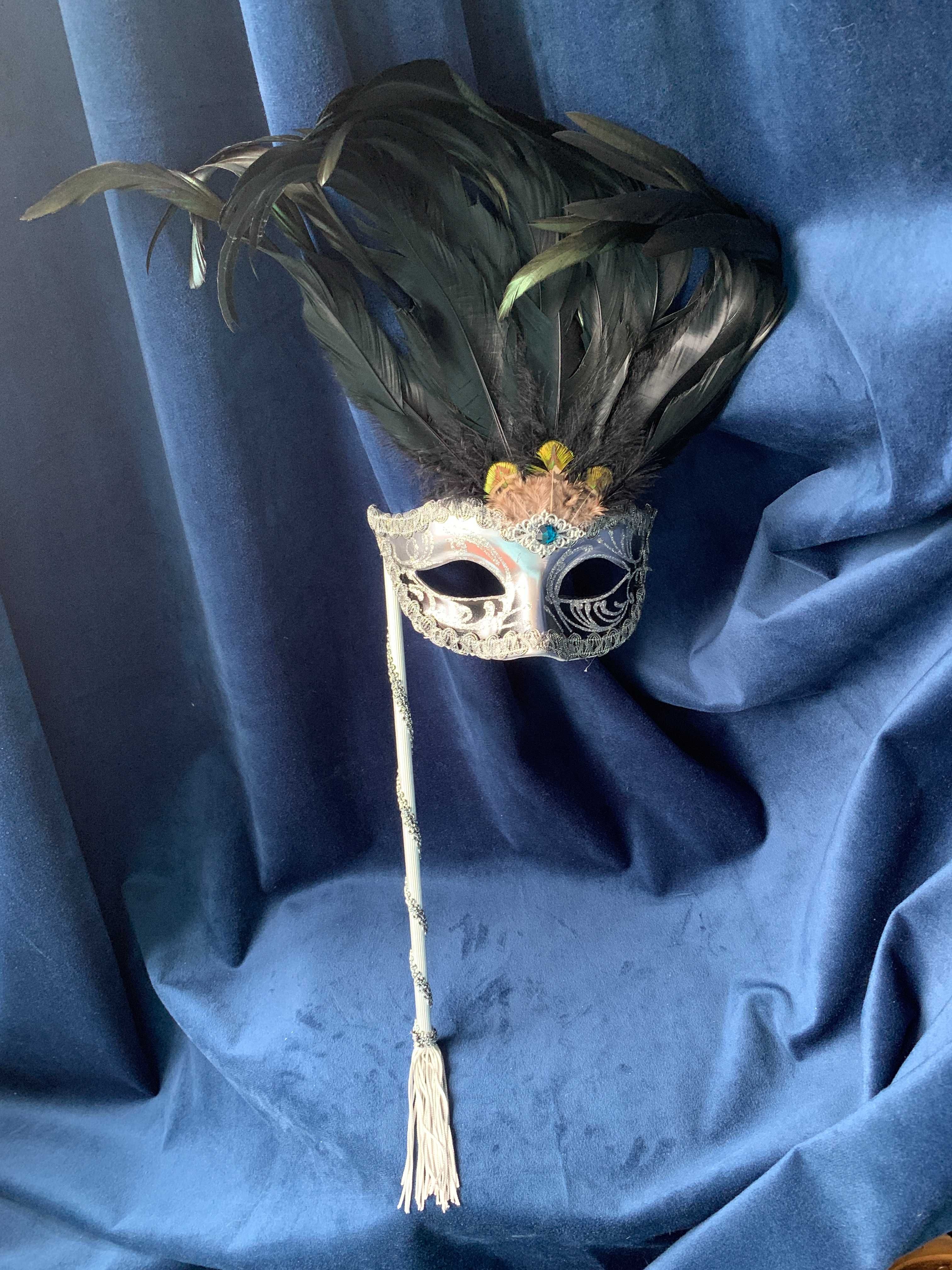 maska Wenecka Wenecja tzw. Colombina z piórami kogucimi oryginał nowa