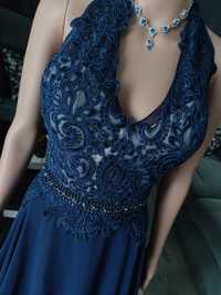Długa sukienka balowa wieczorowa koronkowa suknia rozmiar xl 42