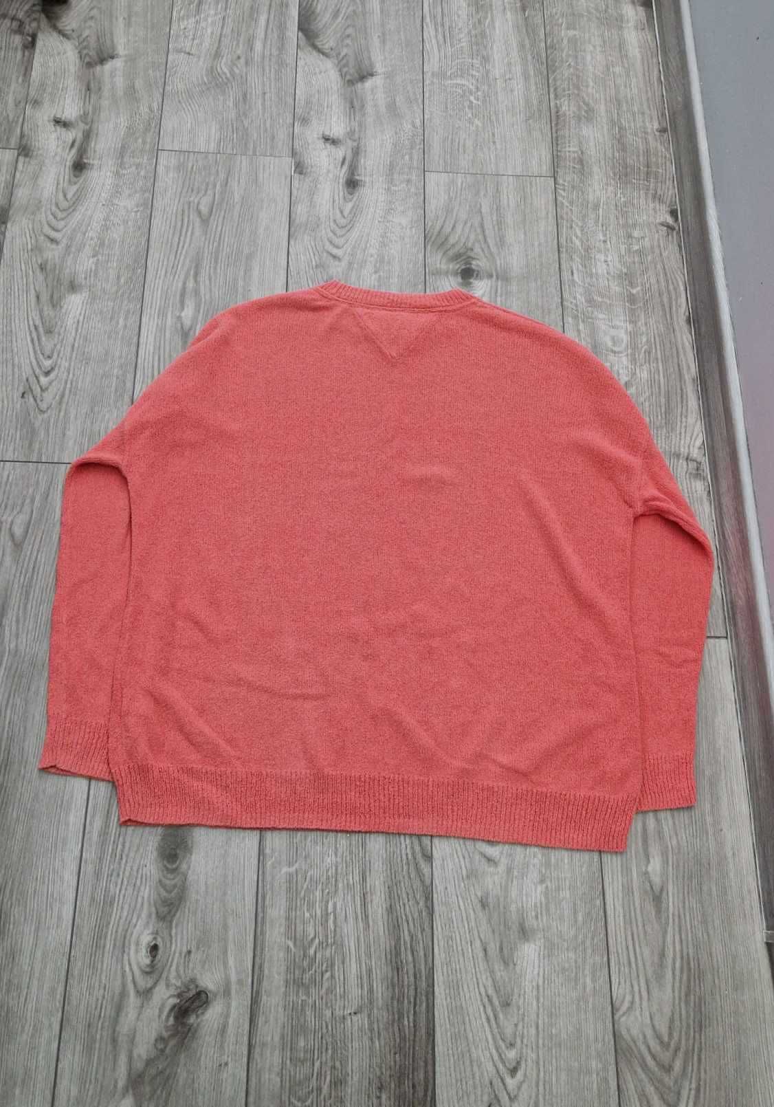 Koralowy sweter • męski • okrągły dekolt • Tommy Jeans 38/M • bawełna
