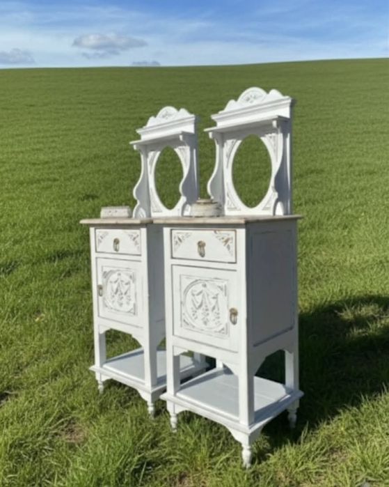 Mesas Cabeceira Brancas Arte Nova