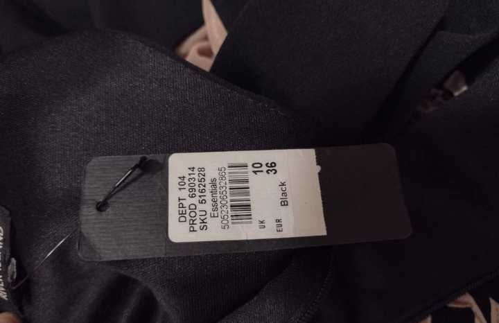 (36/S) RIVER ISLAND/ Długa, czarna Sukienka wieczorowa/NOWA