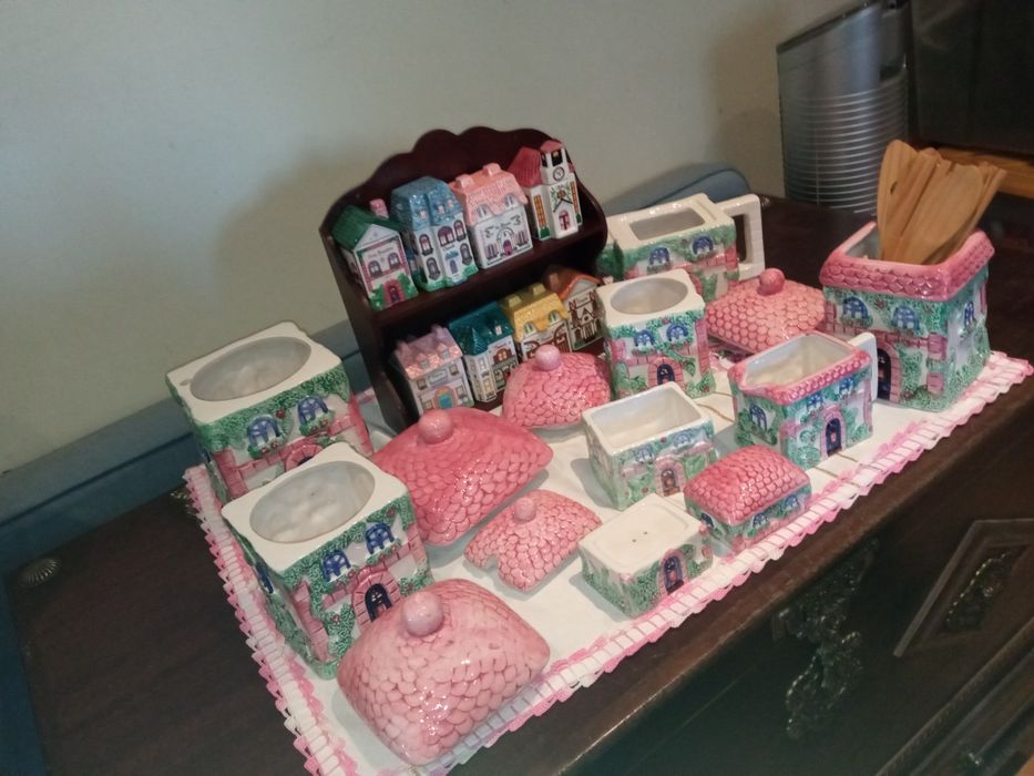Conjunto de casas de porcelana