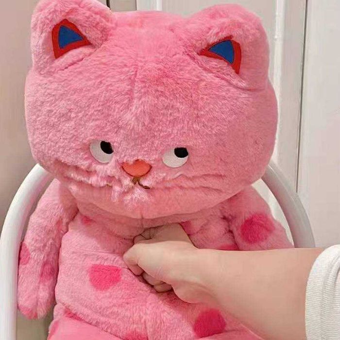 Мягкая игрушка толстый кот 60 см, розовый, черный, идеальный подарок