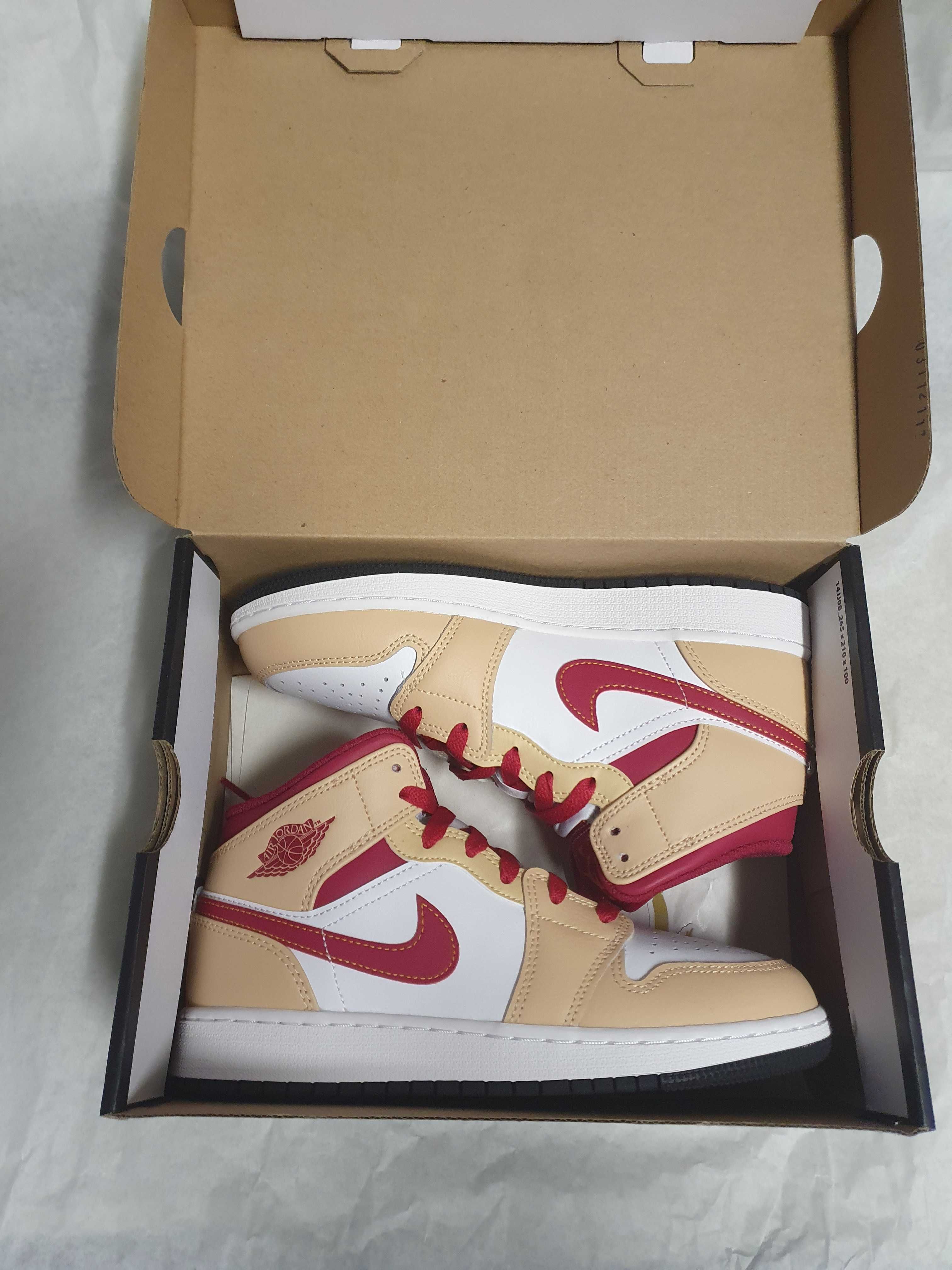 Jordan 1 Mid Light Curry Cardinal 37,5 e 40