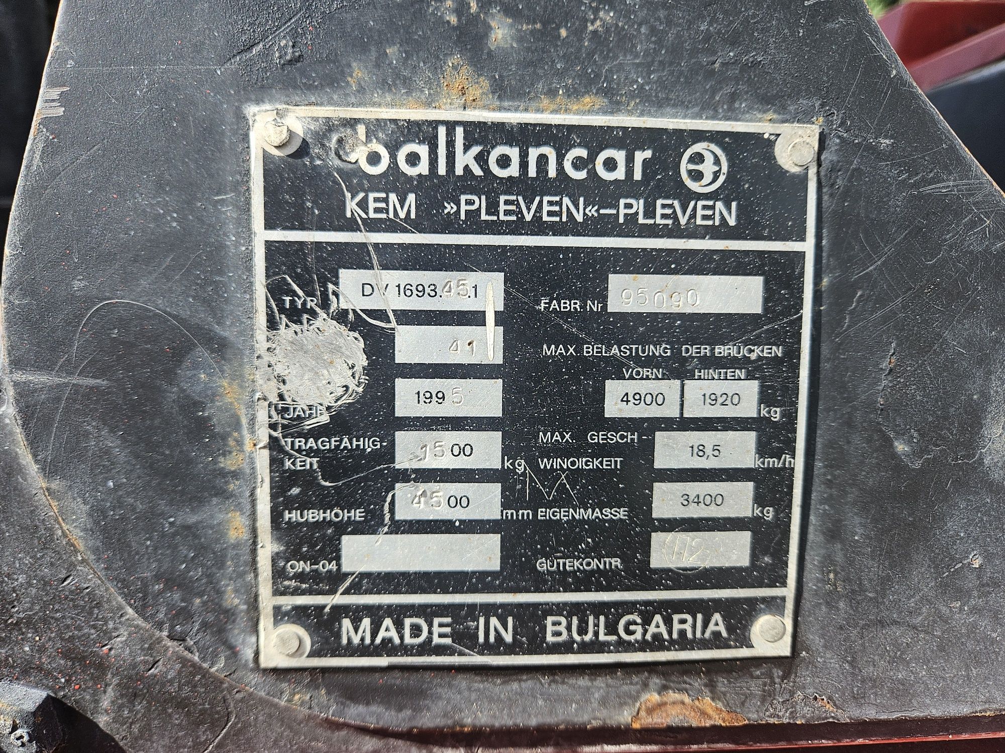Wózek widłowy Bułgar Balcancar DV1693