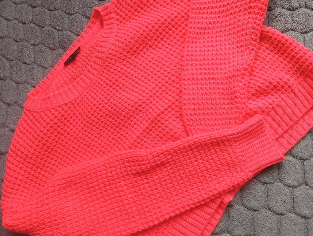 Neonowy, pomarańczowy, sweter, sweterek, Top shop