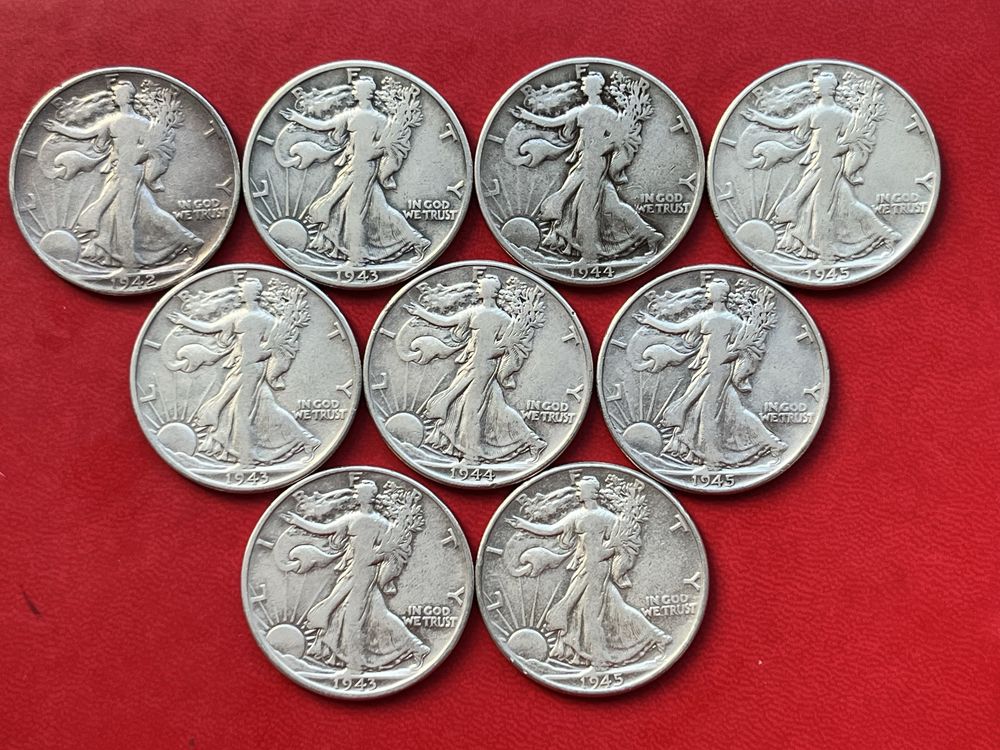 Півдолари, 1/2 долара 50 центів США 1918-1945 срібло