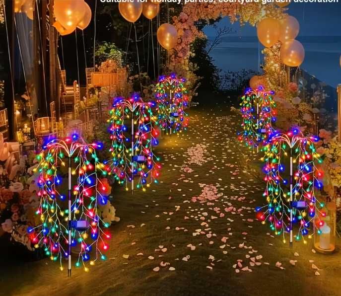 2x Lampa Ogrodowa Solarna LED Wodospad Druciki Drzewko Lampki Ogrodu