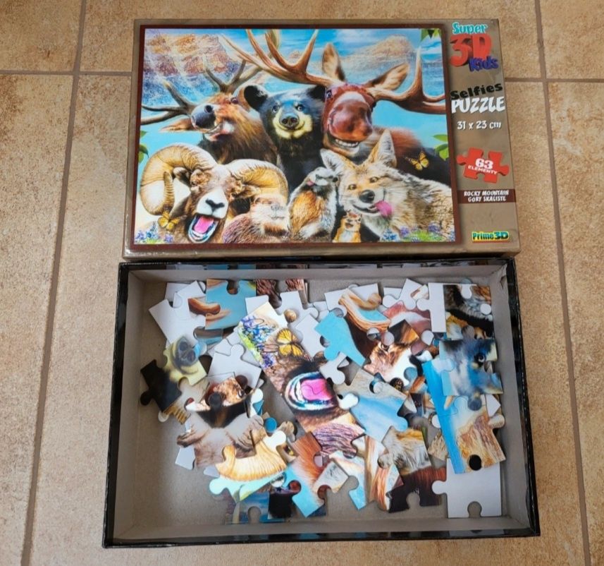 Puzzle 3D Zwierzęta Selfies Animals 62 elementy Stan idealny