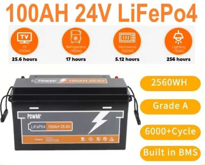 в Дорозі 5-7днів PowMr Lifepo4 24v 100a + гібридні інвертори