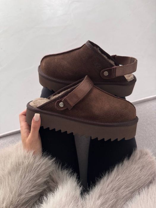 БЕЗ ПЕРЕДОПЛАТ‼️ Зимові Ugg lanah clog PLATFORM CHOCOLATE  коричневі