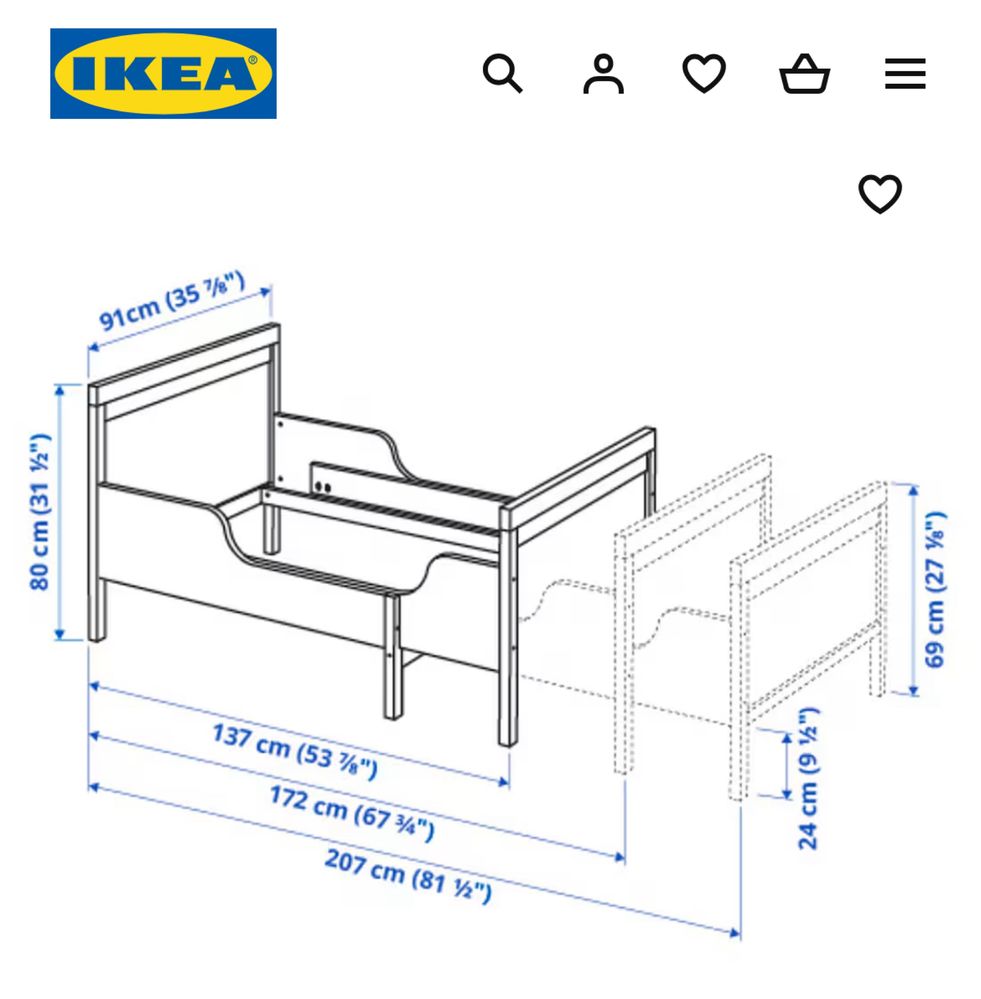 Łóżko sundvik rozsuwane białe ikea