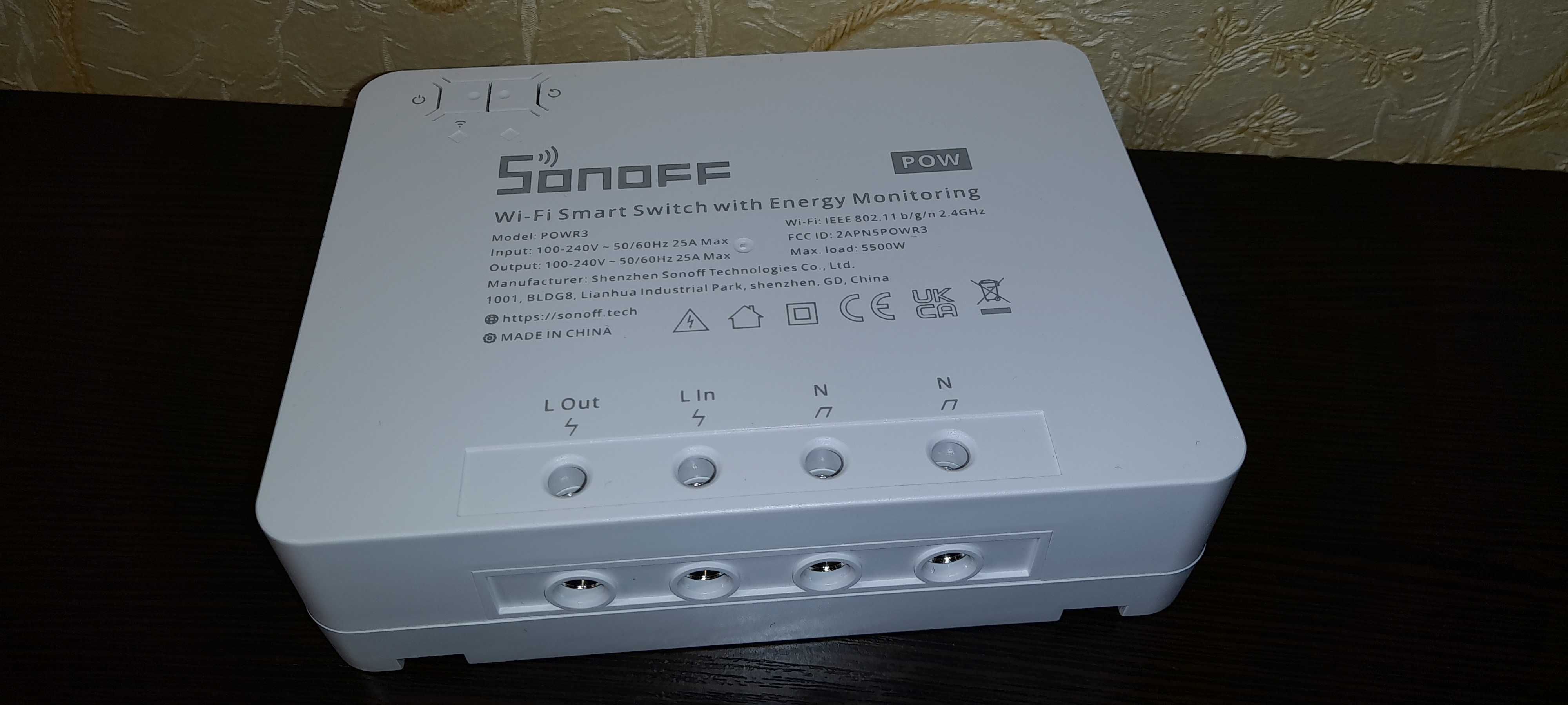 Умное Wi-Fi реле 25А Sonoff POW R3 измерение потребляемой мощности