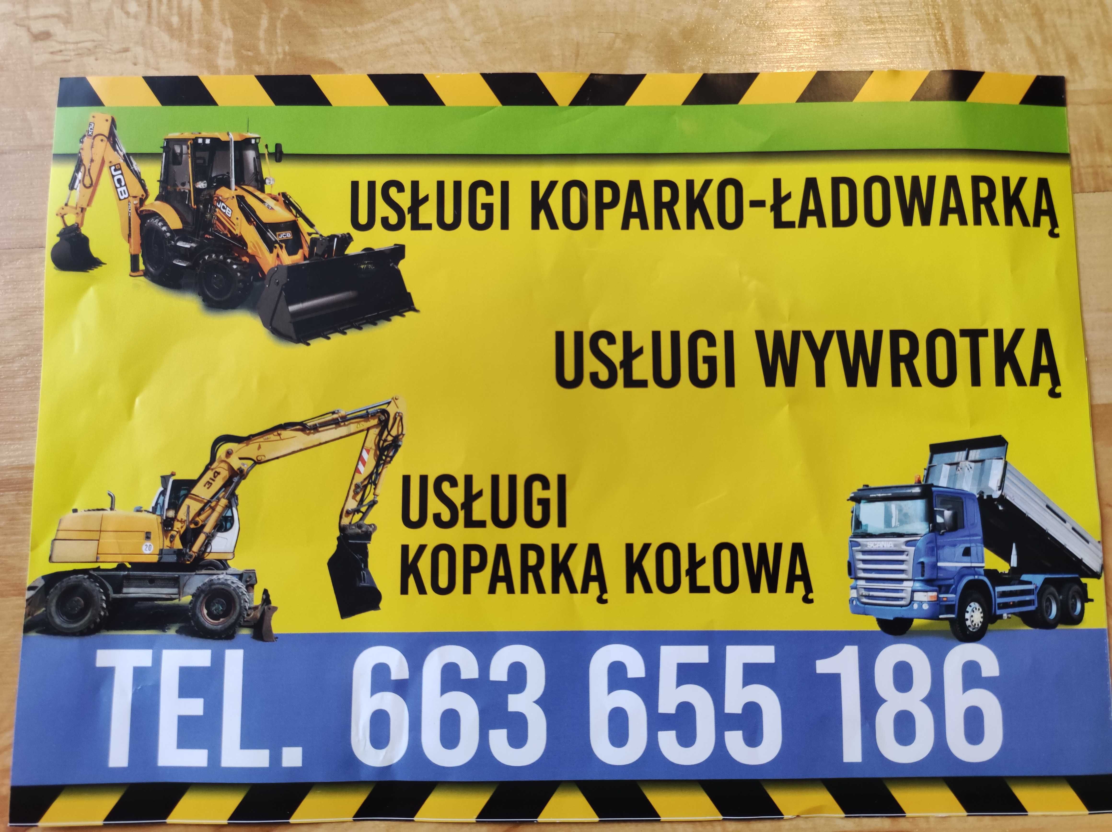 Usługi Koparko- ładowarką, Wywrotką