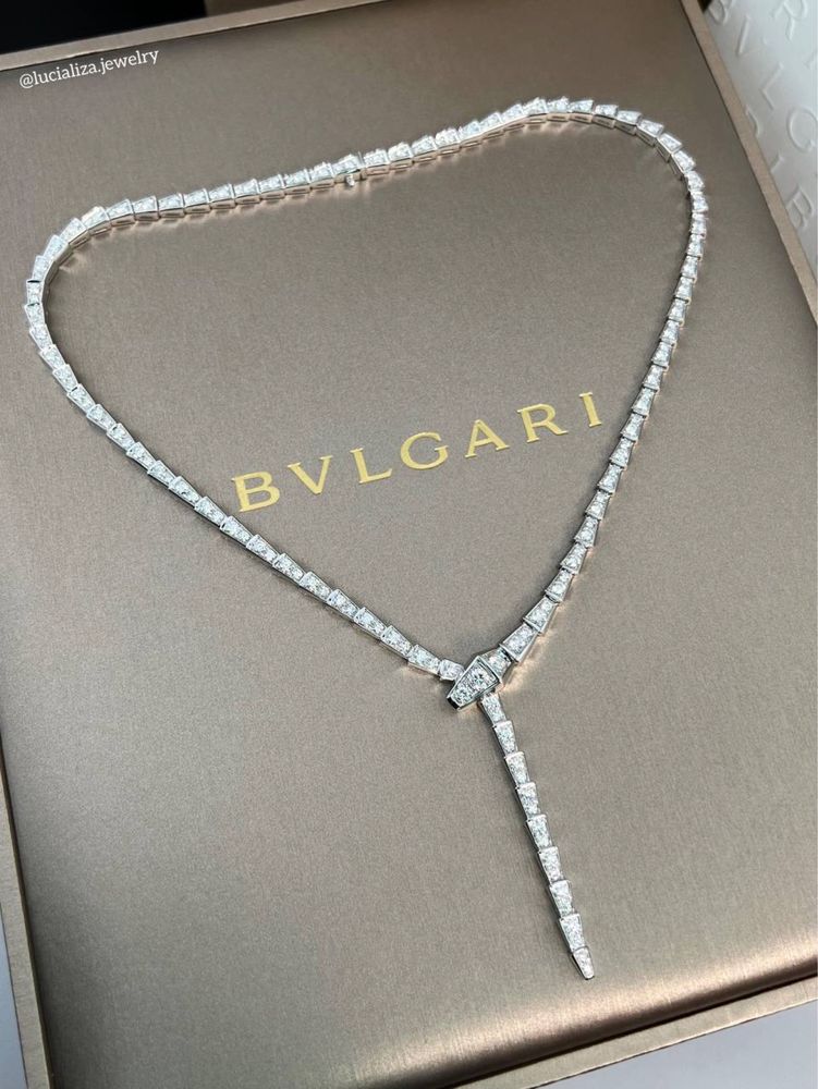 Колье в стиле BVLGARI Serpenti Белое золото
