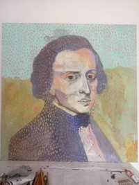 Obraz olejny, portret F Chopina, 107 x 105 cm