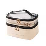 Kosmetyczka podróżna 2-poziomowa kremowa 17x23x15 cm organizer