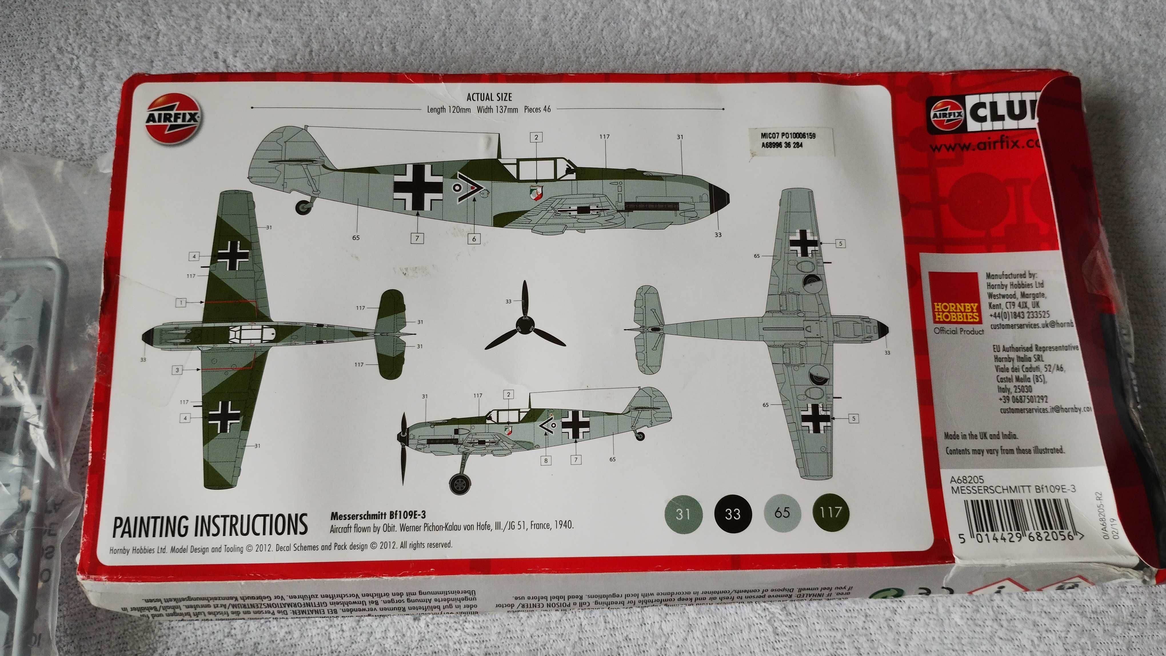 Messerschmitt Bf109E-3 - Model Airfix samolot do sklejania - 1:72