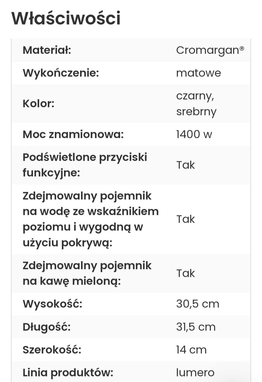 Kolbowy ekspres ciśnieniowy WMF Lumero 1400 W