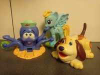 3 zabawki do ciastoliny, PlayDoh, piesek, ośmiornica, My little pony