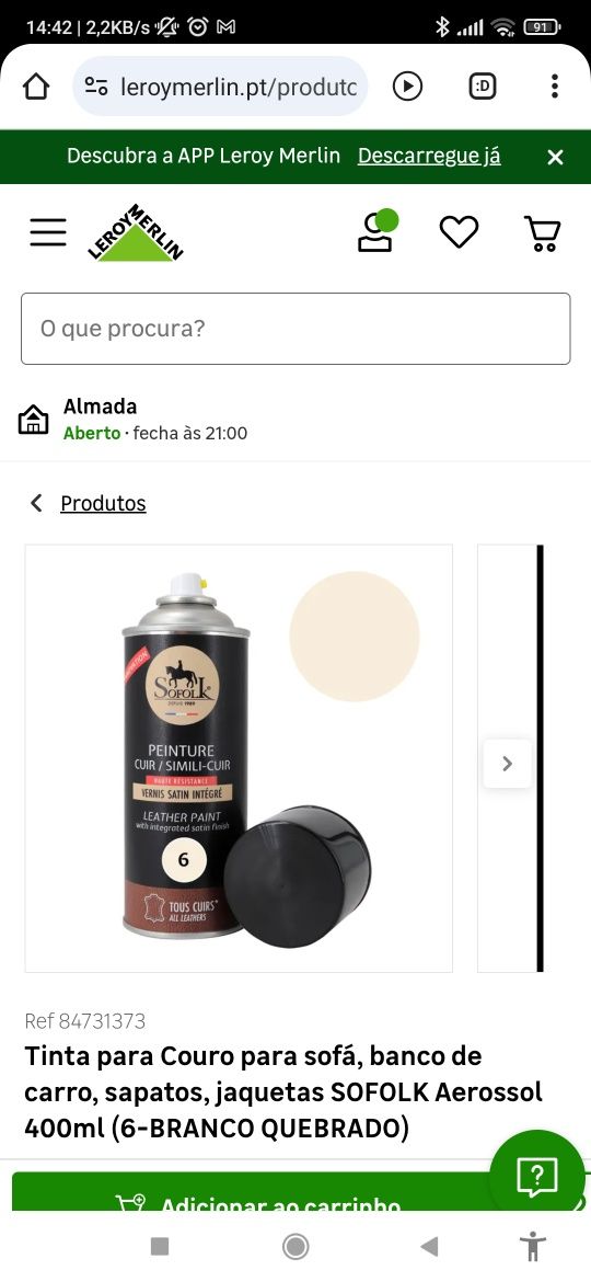 Sofá/Chaiselong em pele JOM